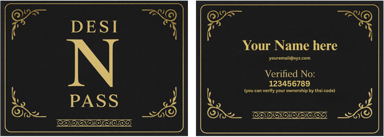 High-resolution render of the front and back of the Desi N Pass